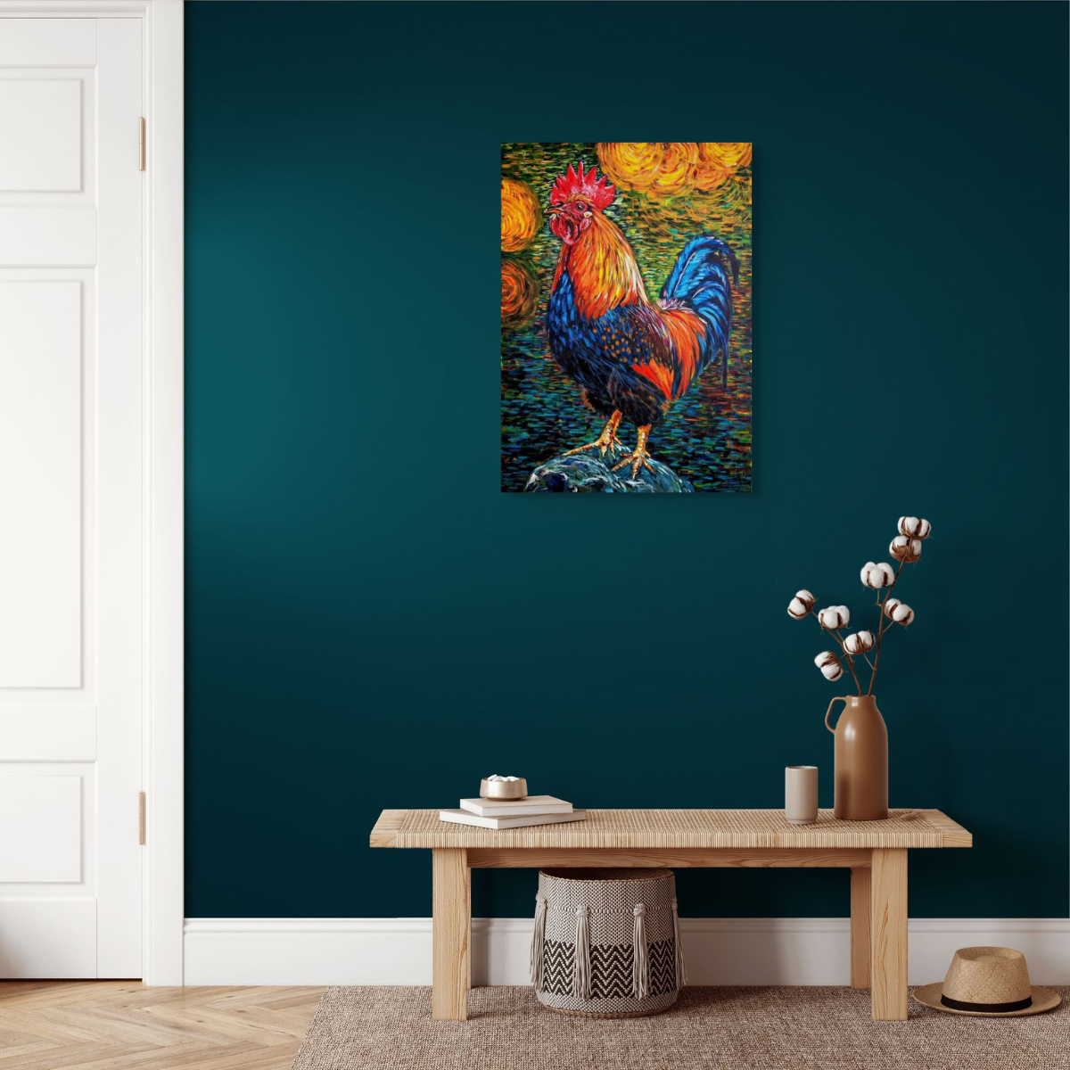 living room painting van rooster